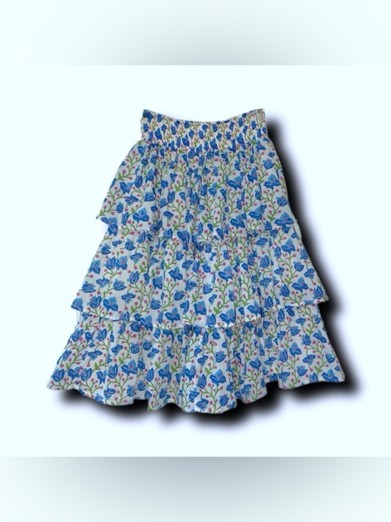 Little Paisley People Other - Little Paisley People Blue Floral Tiered Cottagecore Maxi Skirt